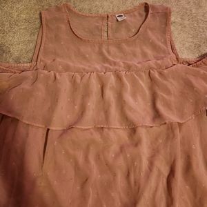 Old Navy Pale Pink Cold Shoulder Layered Top M Medium Glitter